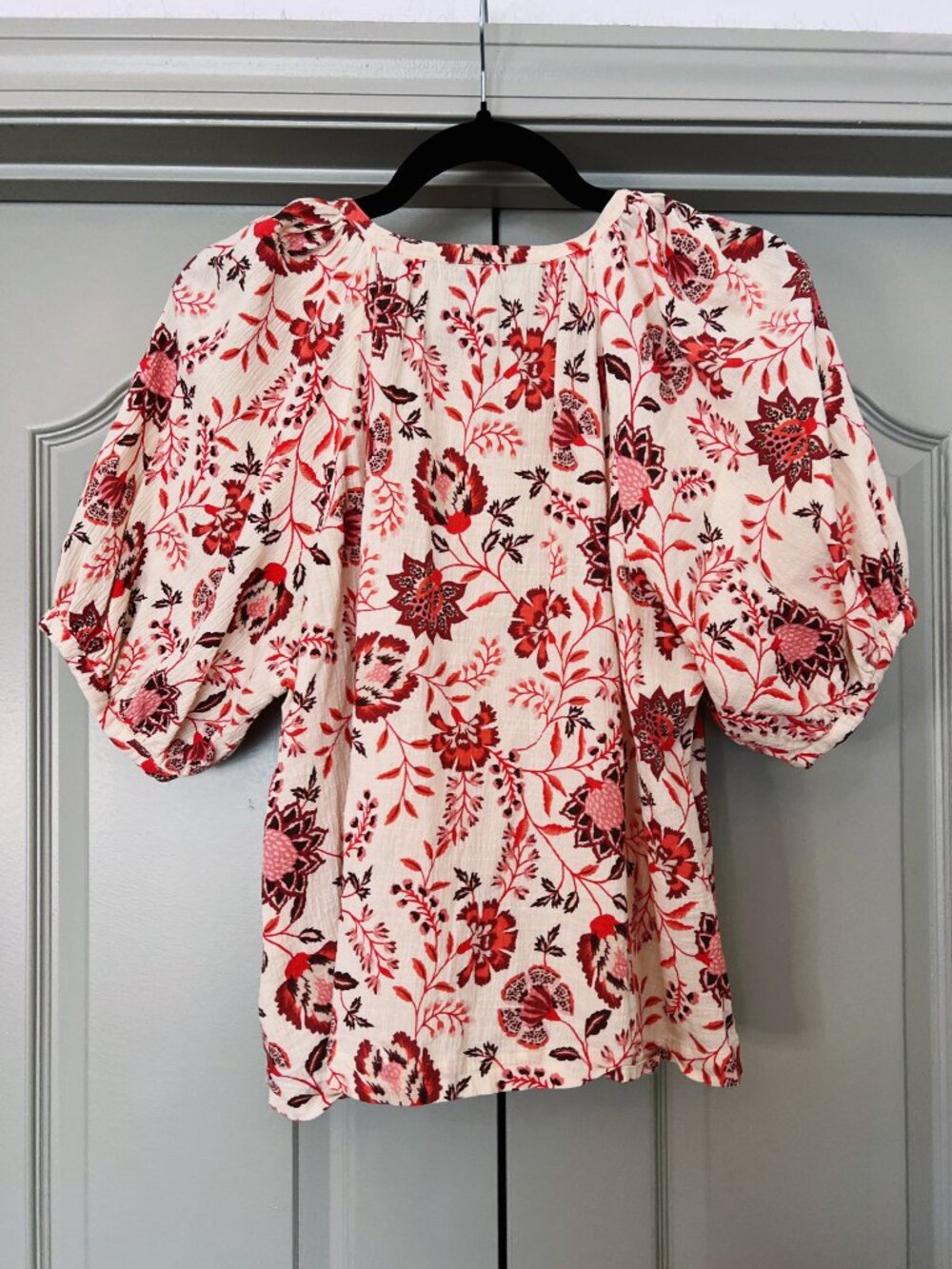 Sanctuary Red Floral Blouse Cottagecore Boho Top Puff Sleeve Size M - Picture 5 of 7